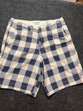 VTG Abercrombie & Fitch Shorts Mens 33 Colorful Plaid Button Fly Chino Twill Y2K